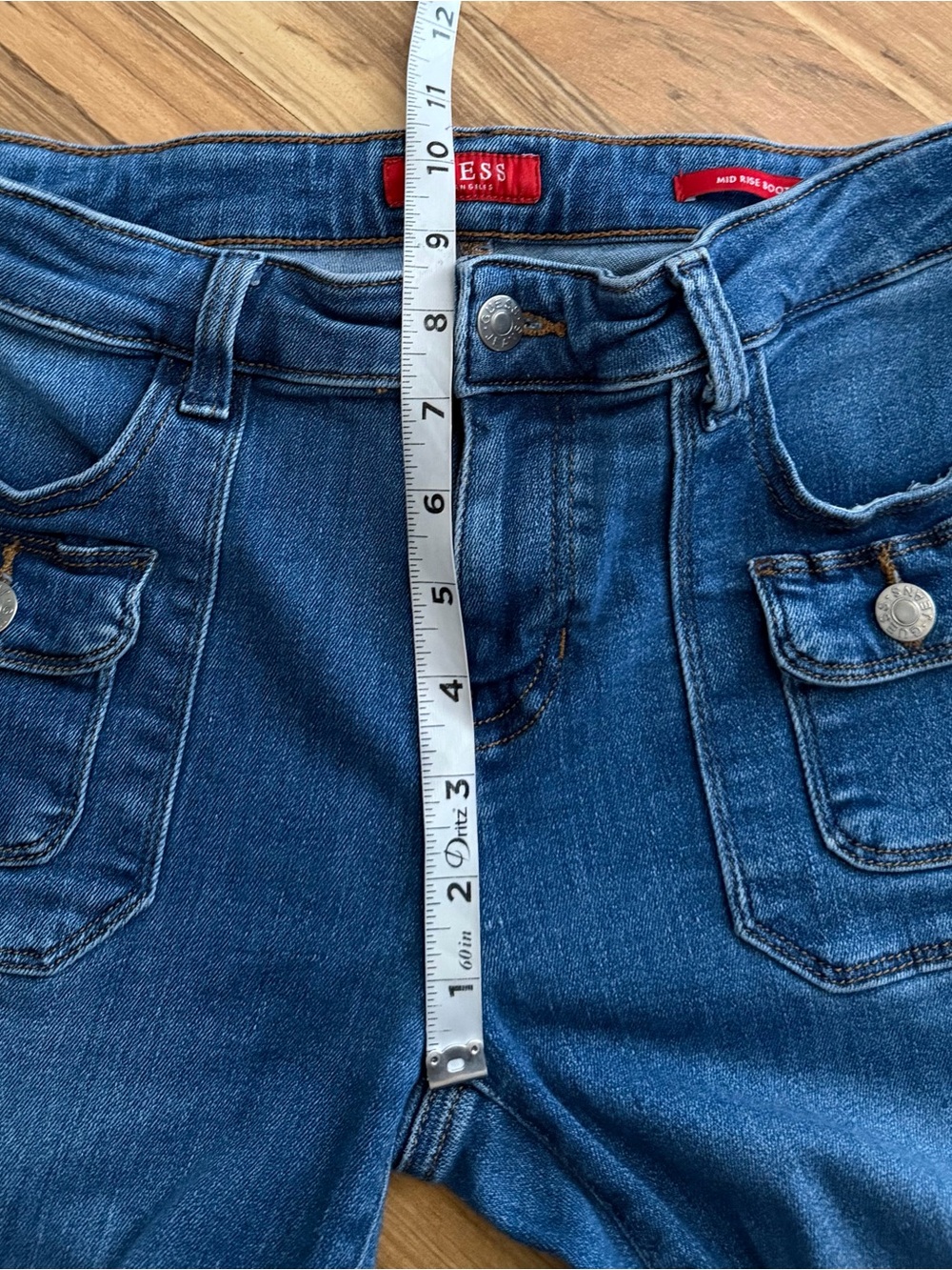 Guess Women’s Mid Rise Bootcut Stretch Jeans Blue Size 27 Waist - Picture 8 of 9